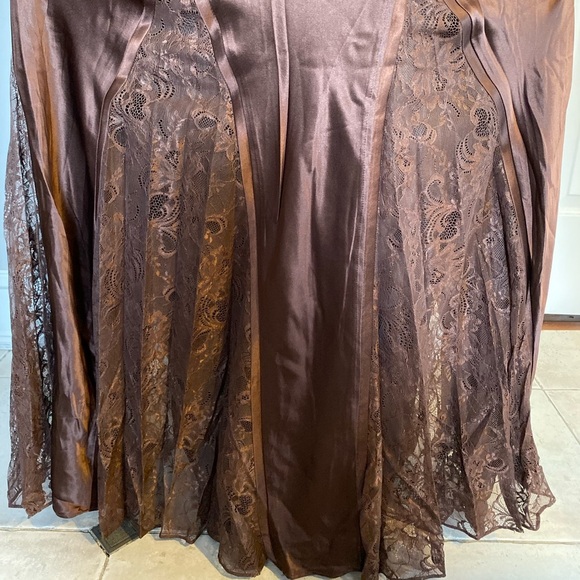 Jovani Silk Gown Brown with Scarf - Picture 7 of 7